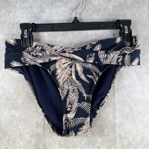 Robin Piccone Womens Medium Chandy Twist Waist Bikini Bottoms Navy Cream‎ NWOT